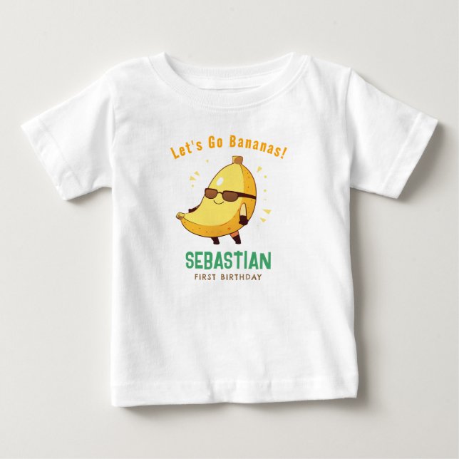 Bebé Camiseta de Cumpleaños Divertida de Plátano Vamos  (Anverso)