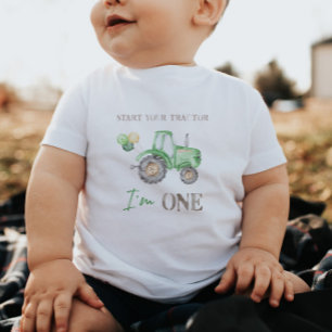 Bebé Camiseta de cumpleaños Green Tractor