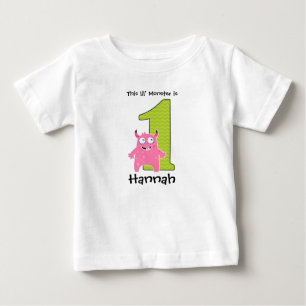 Bebé Camiseta de cumpleaños Little Monster Pink
