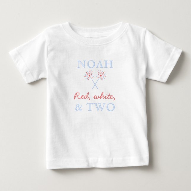 Bebé Camiseta de cumpleaños número 2 Rojo Blanco y Dos (Anverso)