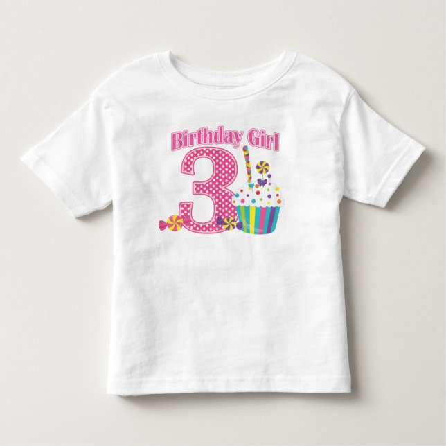 Bebé Camiseta de cumpleaños número 3 para chicas (Anverso)