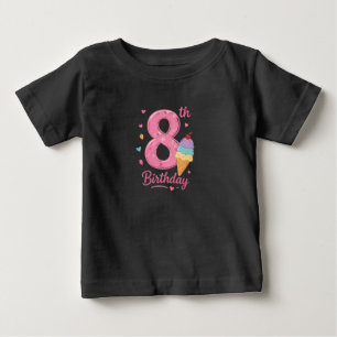 Bebé Camiseta de cumpleaños número 8 rosa linda para ni