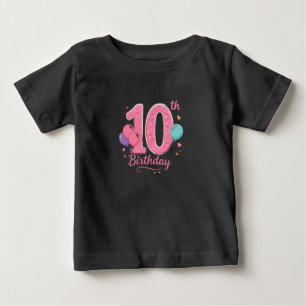 Bebé Camiseta de cumpleaños número rosa linda para niña