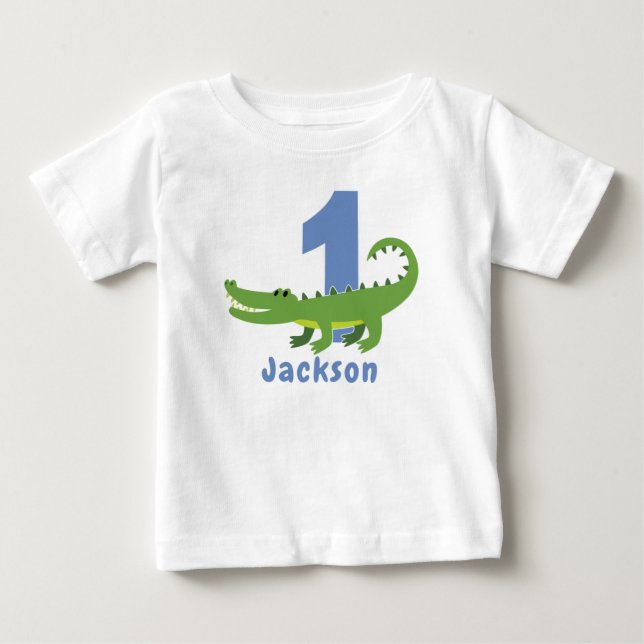 Bebé Camiseta de cumpleaños número uno de caimán (Anverso)