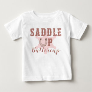 Bebé Camiseta de cumpleaños occidental rosa Saddle Up B