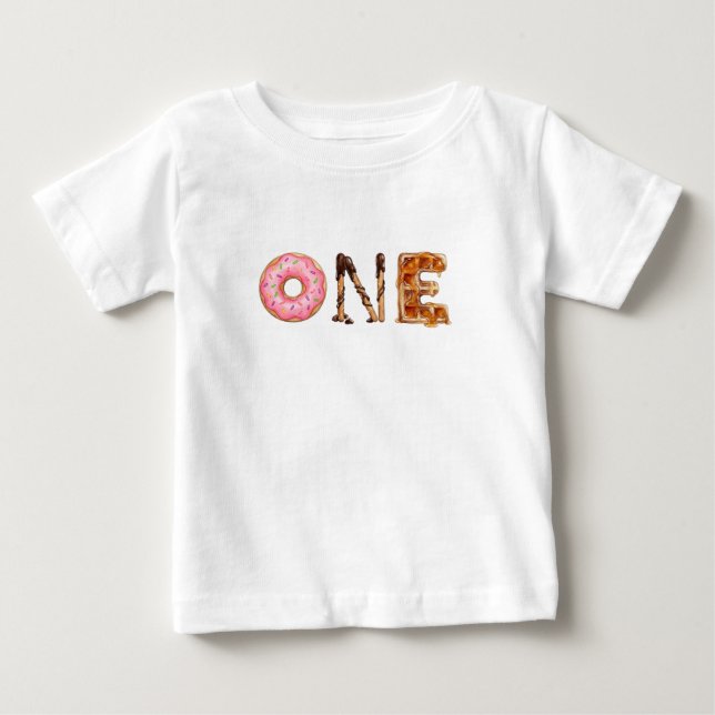 Bebé Camiseta de cumpleaños para bebé, Dulce Postre Uno (Anverso)