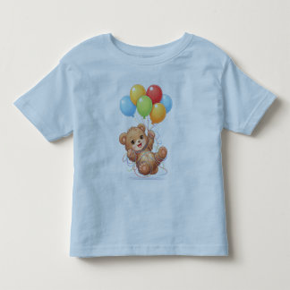 Bebé Camiseta de cumpleaños para niños con globo de oso
