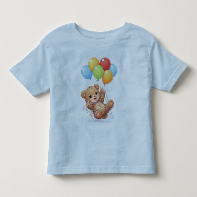 Bebé Camiseta de cumpleaños para niños con globo de oso (Anverso)