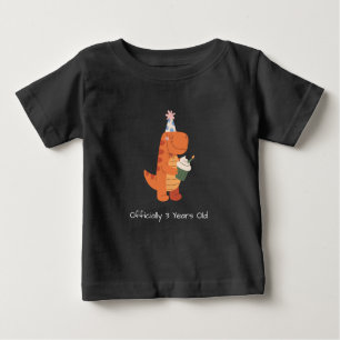 Bebé Camiseta de cumpleaños para niños dinosaurios de 3