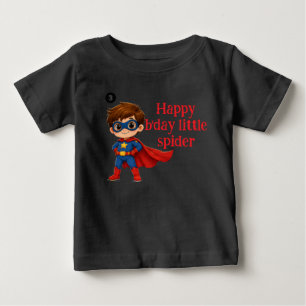 Bebé Camiseta de cumpleaños para niños pequeños Araña P