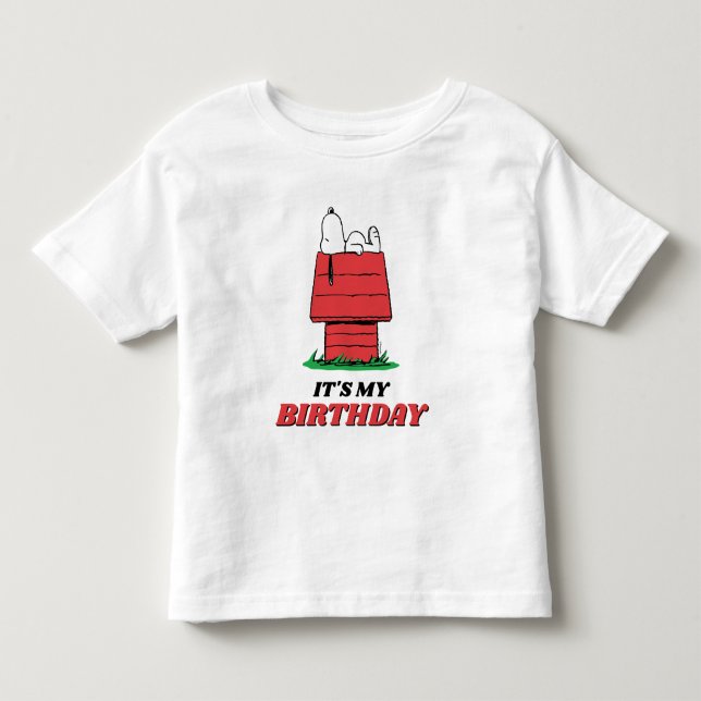 Bebé Camiseta de cumpleaños para niños pequeños Snoopy  (Anverso)