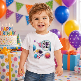 Bebé Camiseta de cumpleaños personalizada de astronauta