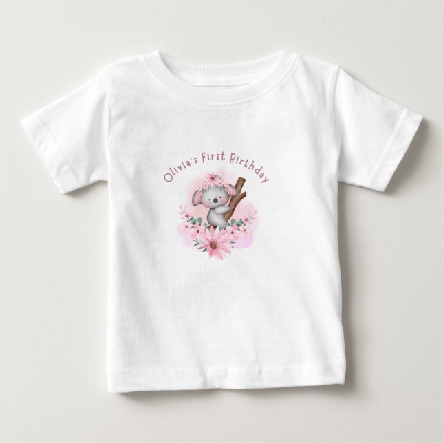 Bebé Camiseta de cumpleaños personalizada de koala para (Anverso)