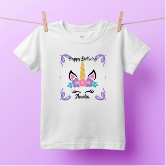 Bebé Camiseta de cumpleaños personalizada de unicornio 