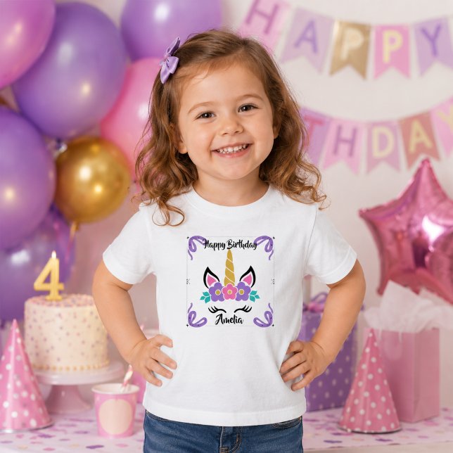 Bebé Camiseta de cumpleaños personalizada de unicornio  (Subido por el creador)