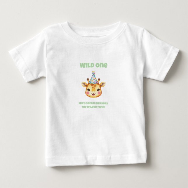 Bebé Camiseta de cumpleaños Safari de niñas gemelas  Th (Anverso)