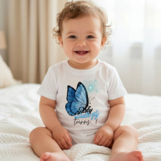 Bebé Camiseta de cumpleaños tema mariposa 1 año