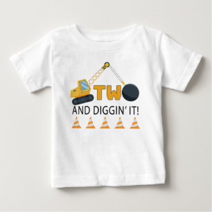 Bebé Camiseta de cumpleaños Two and Diggin’ It Construc