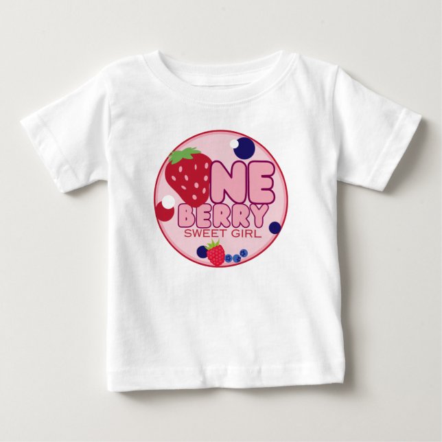 Bebé Camiseta de cumpleaños uno para una niña dulce com (Anverso)