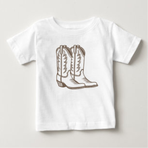 Bebé Camiseta de dibujo de bota de vaquero para niños