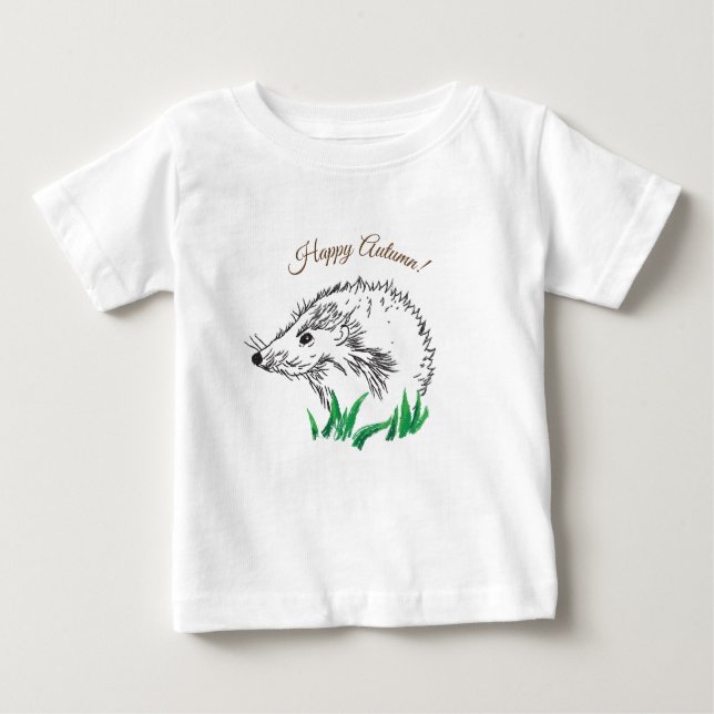 Bebé Camiseta de dibujo de edgehog cúbico (Anverso)