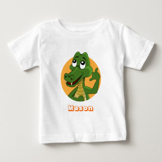 Bebé Camiseta de dibujos animados de caimán (Anverso)