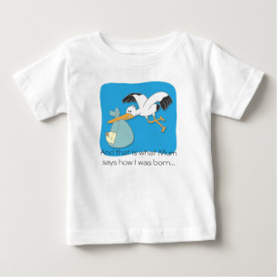 Bebé Camiseta de dibujos animados de cigüeña linda llev