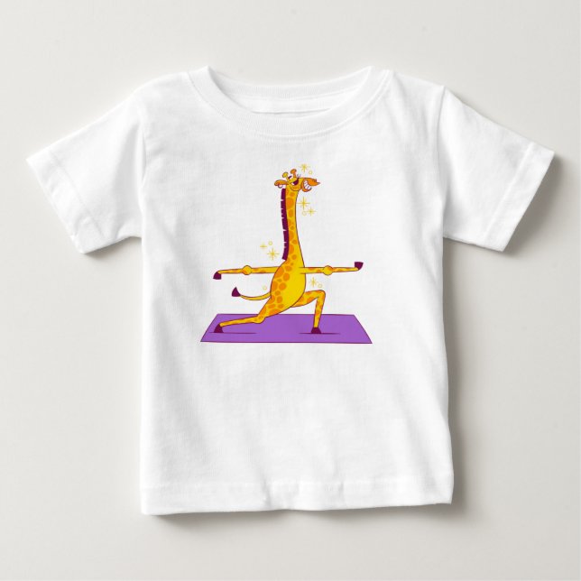 Bebé Camiseta de dibujos animados de jirafa dibujada a  (Anverso)