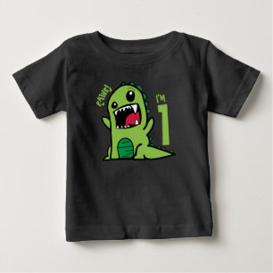 Bebé Camiseta de dinosaurio de cumpleaños 1, Rawr soy 1