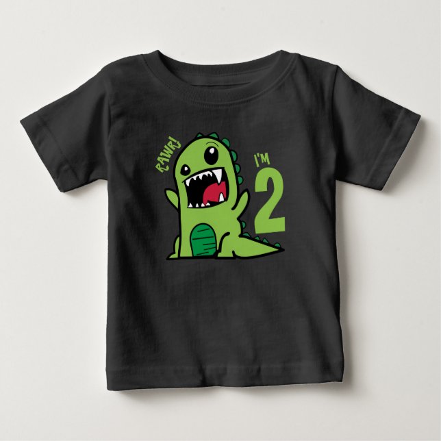 Bebé Camiseta de dinosaurio de cumpleaños 2, Rawr soy 2 (Anverso)