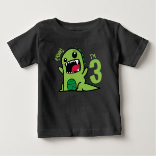 Bebé Camiseta de dinosaurio de cumpleaños 3, Rawr soy 3