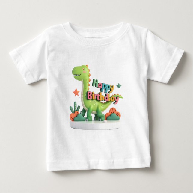Bebé Camiseta de Dinosaurio de Cumpleaños – Cute Dino p (Anverso)