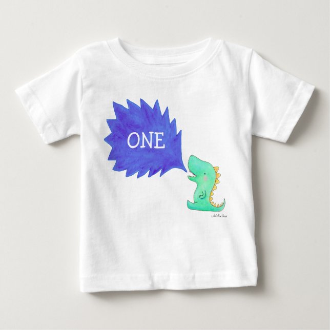 Bebé Camiseta de Dinosaurio para Niños de un año de eda (Anverso)