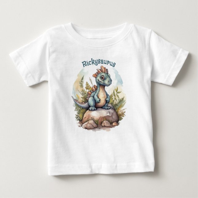 Bebé Camiseta de dinosaurio personalizada (Anverso)