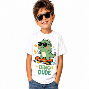 Bebé Camiseta de dinosaurio skater retro lindo / Dinosa