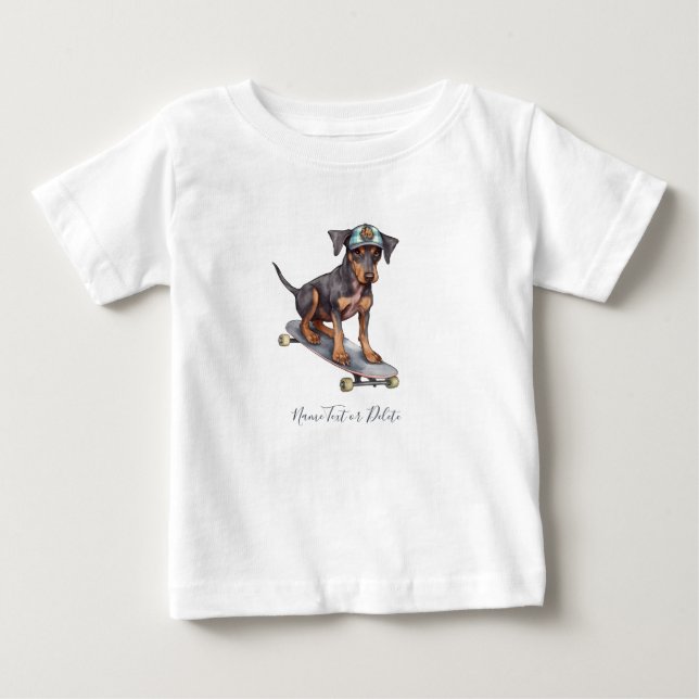 Bebé Camiseta de Doberman al Acuarela (Anverso)