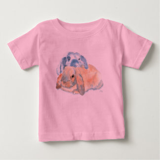 Bebé Camiseta de dos conejos
