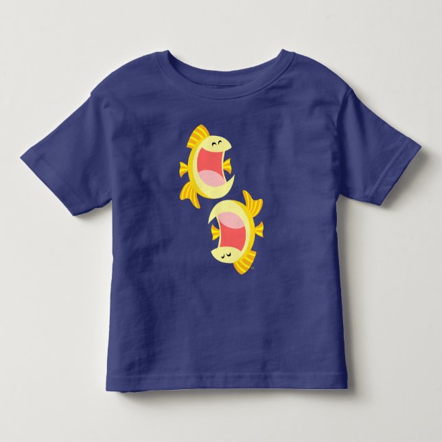 Bebé Camiseta De Dos Personalizados De Pescado (Anverso)