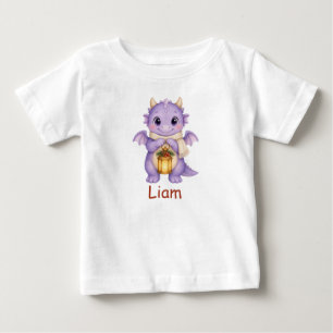 Bebé Camiseta de dragón de acuarela de Navidad personal