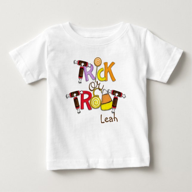 Bebé Camiseta de Dulces de Truco o Trato (Anverso)