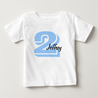 Bebé Camiseta de edad y nombre azul y negro