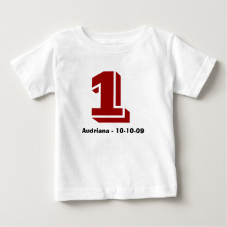 Bebé Camiseta de edad y nombre rojo y negro