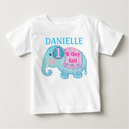 Bebé Camiseta de encargo del elefante del cumpleaños