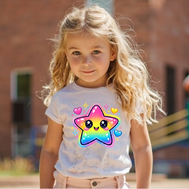 Bebé Camiseta de estrella de arcoíris Y2K Kawaii para n (Subido por el creador)