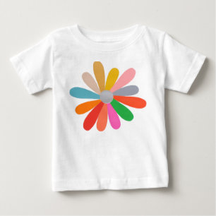 Bebé Camiseta de Flor de Pétalo Colorido