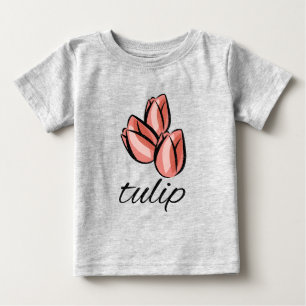 Bebé Camiseta de flor de tulipán rosa vintage regalo fl