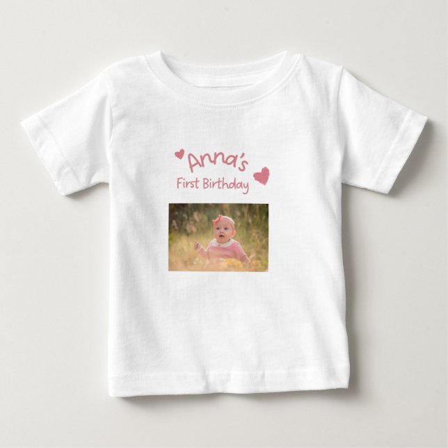 Bebé Camiseta de foto personalizada para el primer cump (Anverso)