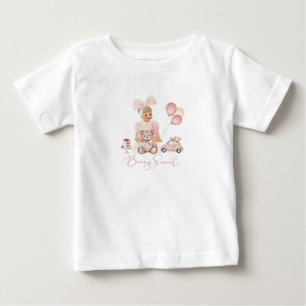 Bebé Camiseta de fresa rosa roja acuarela de niña