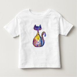 Bebé Camiseta de gato alegre y colorida