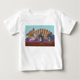 Bebé Camiseta de Gato Dormido con Ratones Furtivos